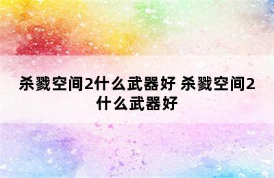 杀戮空间2什么武器好 杀戮空间2什么武器好